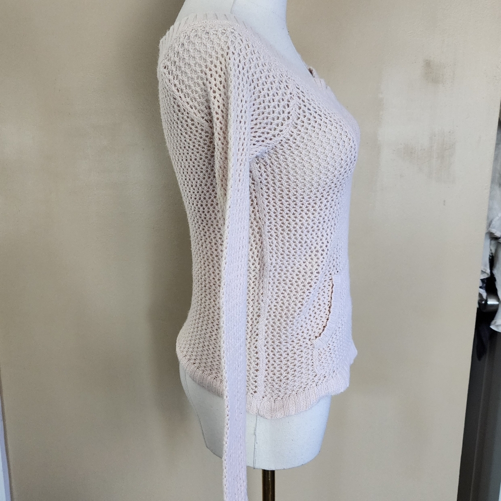 VINTAGE! Pink Crochet Knit Off the Shoulder Sweater, Women's M - Picture 5 of 9